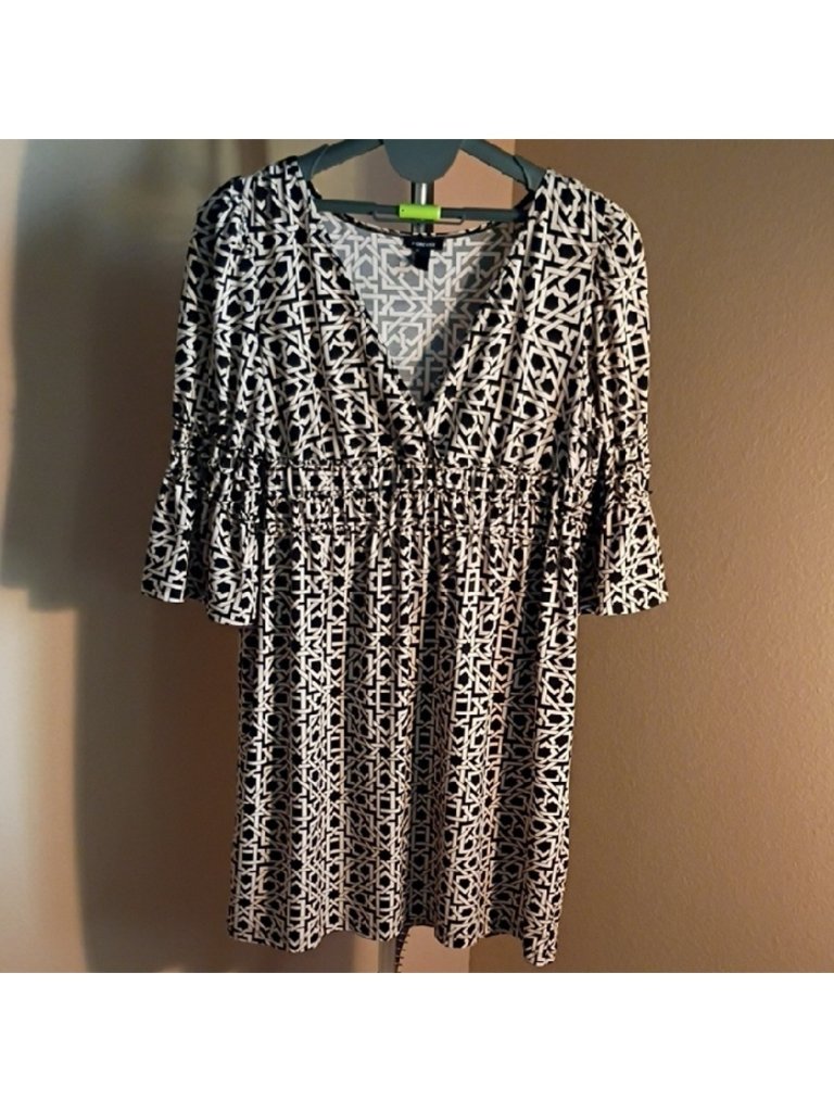 Vintage Forever Monochrome Patterned Knit Mini Dress See Measurements